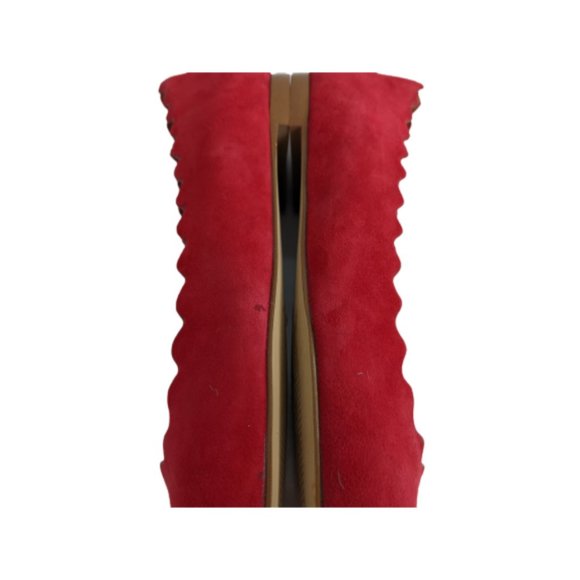 J. Crew Factory Dark Poppy Suede Scalloped Flats 5 - Picture 8 of 10